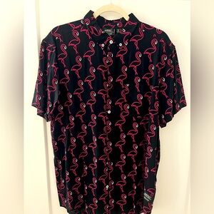 WESC flamingo 🦩 pattern button down size M clean summer vibes 👌